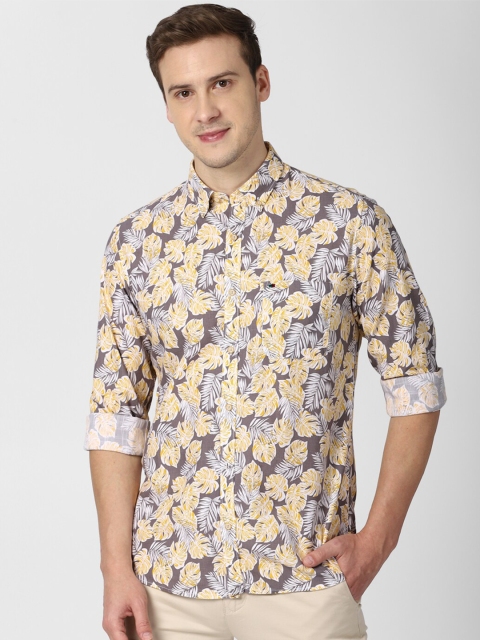 

Peter England Casuals Men Yellow Slim Fit Floral Printed Casual Shirt