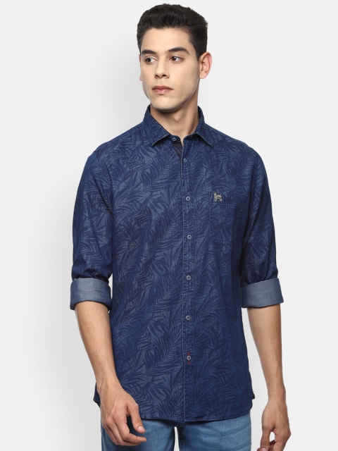 

VAN HEUSEN DENIM LABS Men Navy Blue Slim Fit Floral Opaque Printed Casual Shirt