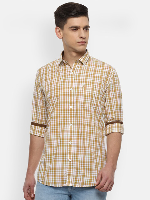 

Van Heusen Sport Men Yellow Tartan Checked Slim Fit Casual Shirt