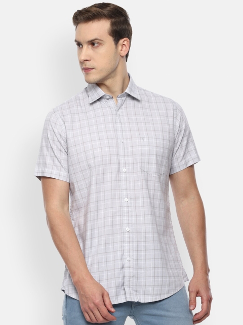 

Van Heusen Sport Men Grey Slim Fit Grid Tattersall Checks Opaque Checked Casual Shirt