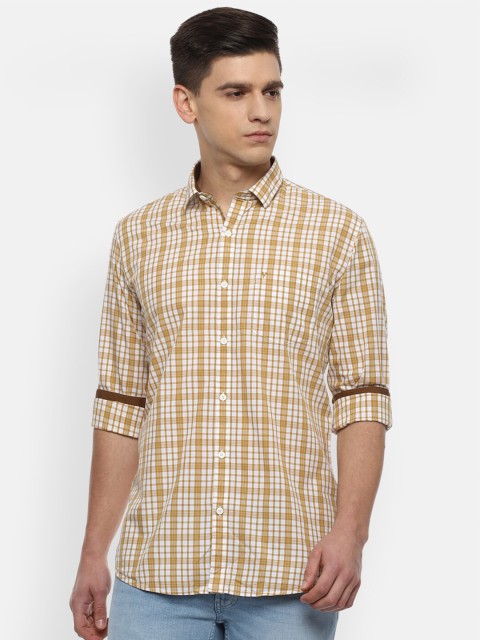 

Van Heusen Sport Men Yellow Slim Fit Tartan Checks Opaque Pure Cotton Casual Shirt