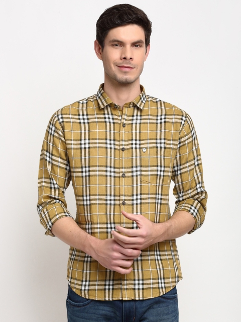 

La Mode Men Gold-Toned Slim Fit Checked Casual Shirt
