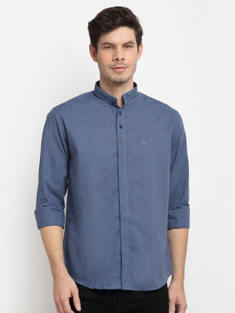 

La Mode Men Blue Slim Fit Opaque Pure Cotton Casual Shirt