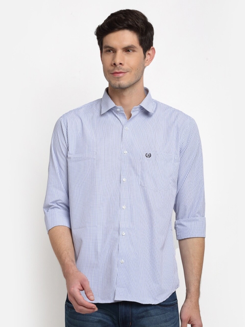 

La Mode Men Blue Slim Fit Micro Checks Opaque Checked Casual Shirt