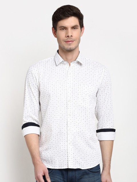 

La Mode Men White Slim Fit Opaque Printed Party Shirt