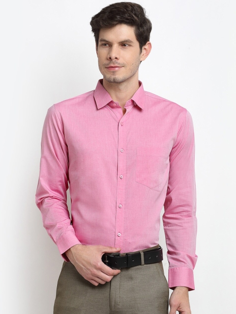 

La Mode Men Pink Solid Slim Fit Pure Cotton Formal Shirt
