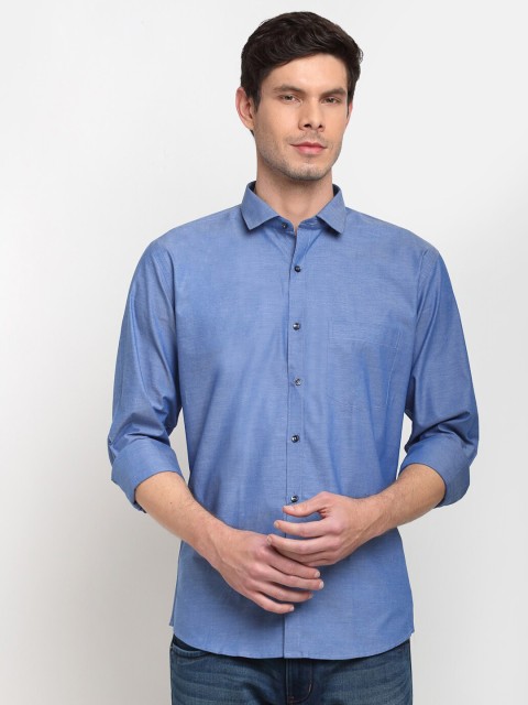 

La Mode Men Blue Slim Fit Opaque Casual Shirt