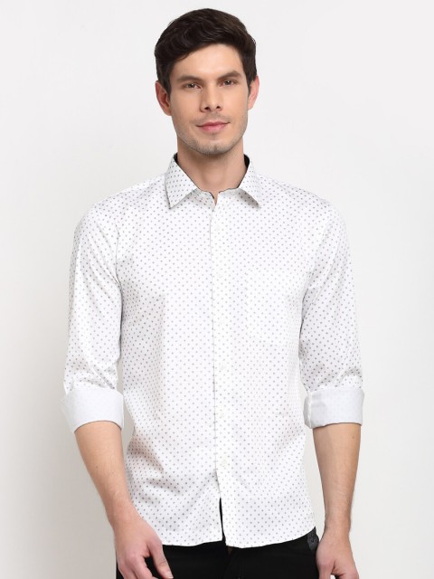 

La Mode Men White Slim Fit Opaque Printed Casual Shirt