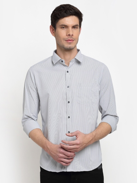 

La Mode Men Black Slim Fit Striped Party Shirt