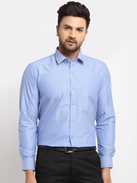 

La Mode Men Blue Slim Fit Opaque Striped Formal Shirt