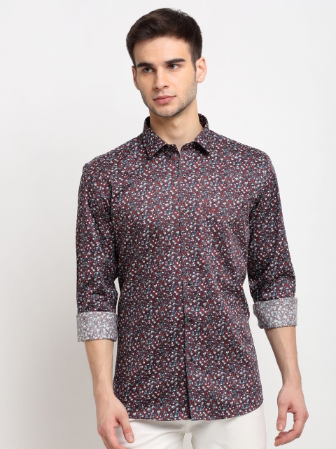 

La Mode Men Maroon Slim Fit Floral Opaque Printed Party Shirt
