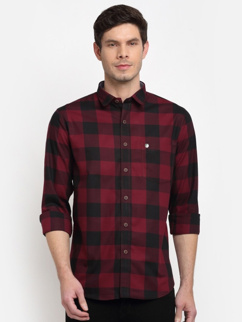 

La Mode Men Maroon Slim Fit Buffalo Checks Opaque Checked Casual Shirt