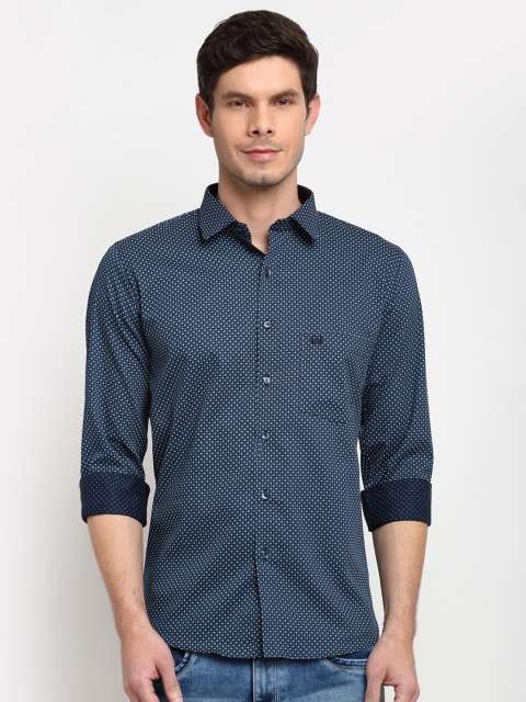 

La Mode Men Blue Slim Fit Opaque Printed Casual Shirt