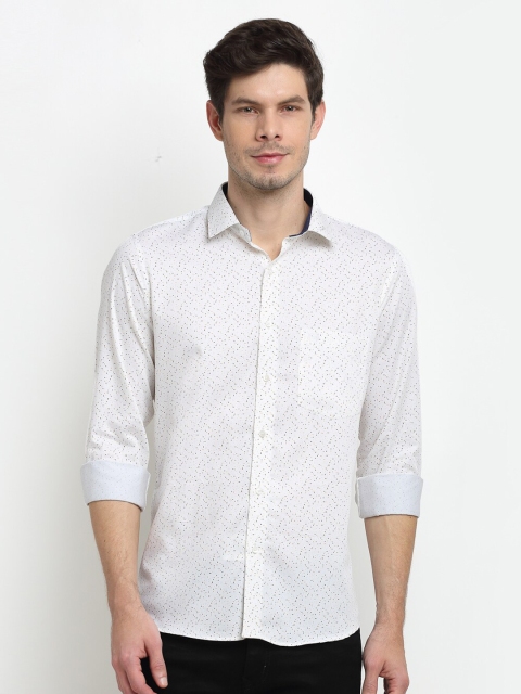 

La Mode Men White Slim Fit Printed Party Shirt
