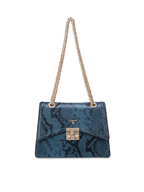 

Da Milano Blue Textured Leather Structured Sling Bag