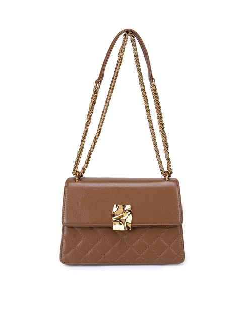 

Da Milano Brown Leather Structured Quilted Sling Bag