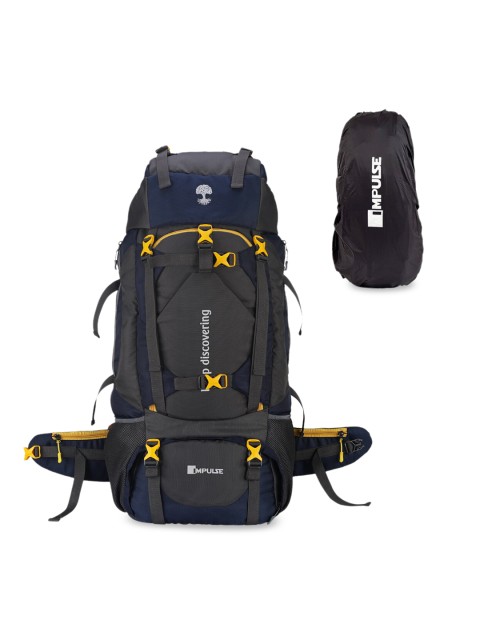 

Impulse Navy Blue & Grey Colourblocked 60 Litres Waterproof Rucksack