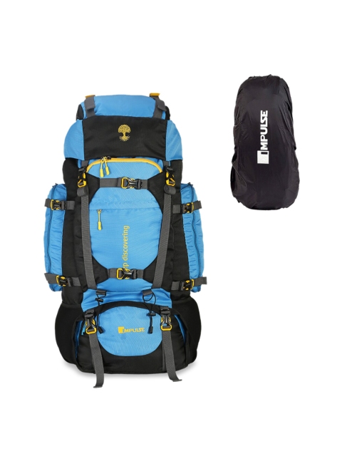 

Impulse Blue & Black Colourblocked Waterproof 80L Rucksack