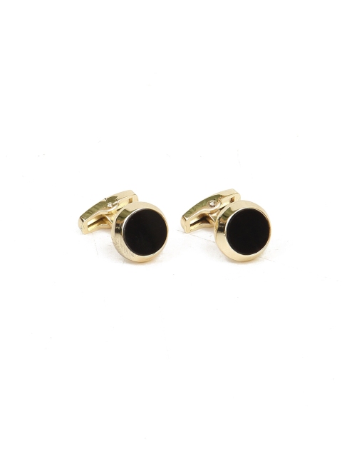 

Calvadoss Gold-Toned & Black Silver Plated Cufflinks