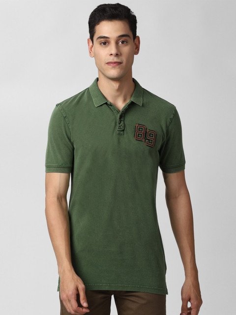 

Peter England Casuals Men Green Polo Collar Cotton T-shirt