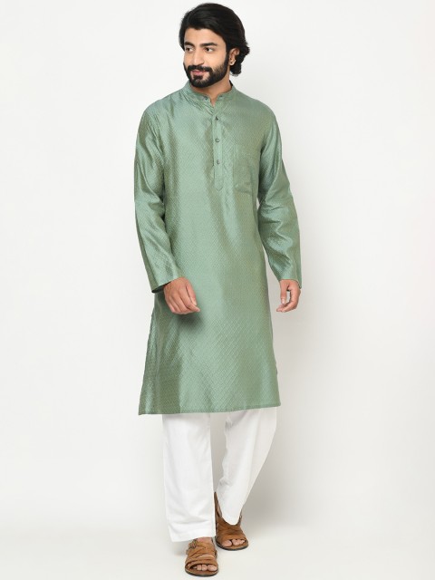 

Fabindia Men Green Geometric Printed Kurta