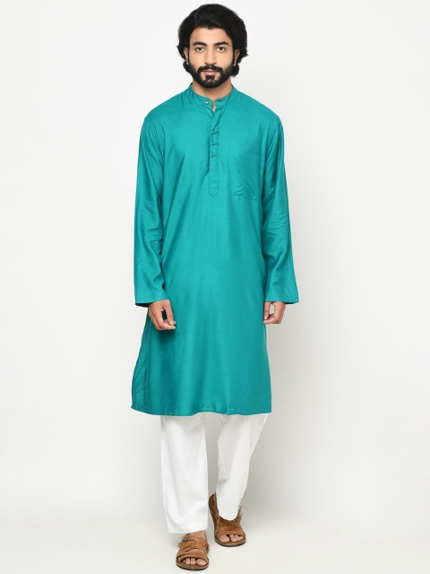 

Fabindia Men Turquoise Blue Solid Kurta