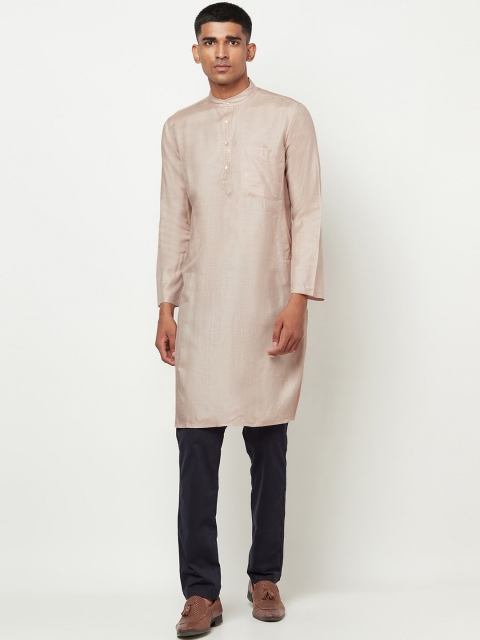 

Fabindia Men Beige Floral Printed Cold-Shoulder Sleeves Kurta