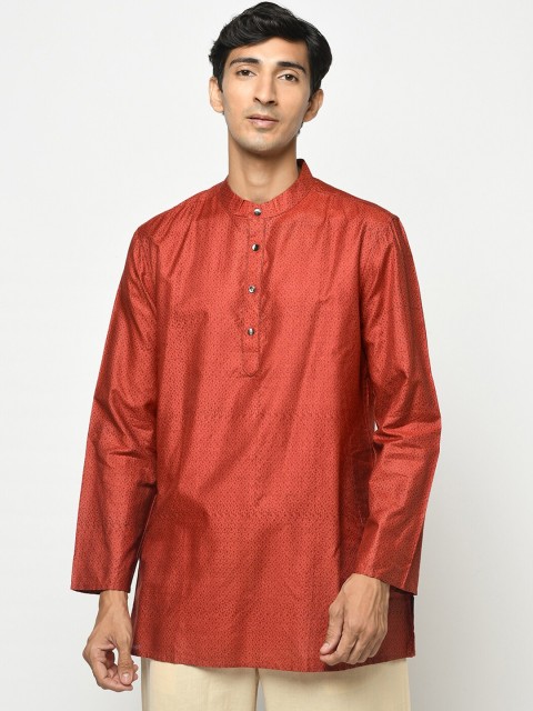 

Fabindia Men Rust Solid Tussar Silk Kurta