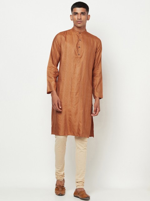

Fabindia Men Orange Thread Work Kurta