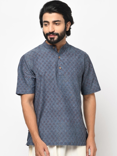

Fabindia Men Blue Woven Design Cotton Kurta