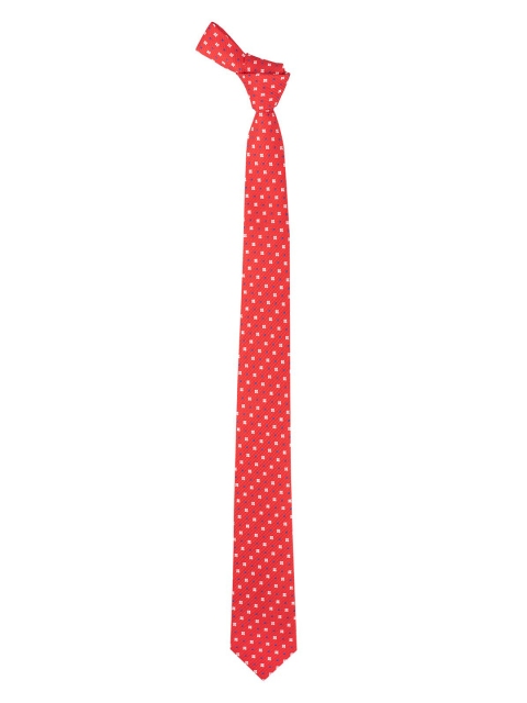 

The Tie Hub Men Red Woven Design Skinny Microfiber Necktie
