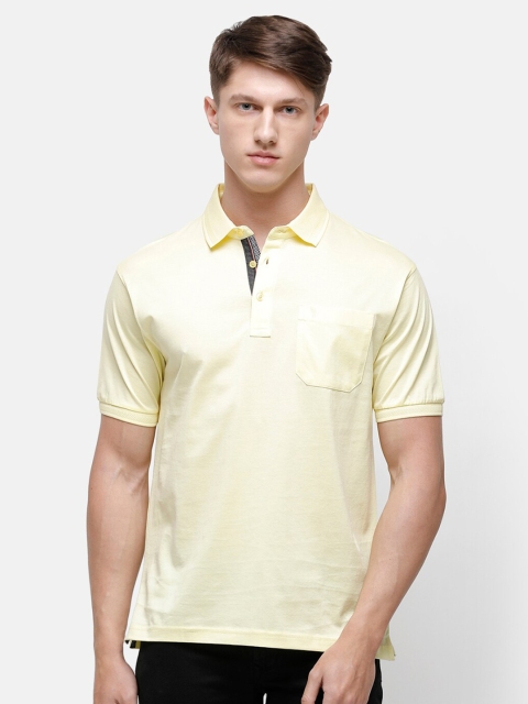 

Swiss Club Men Yellow Polo Collar Pockets T-shirt