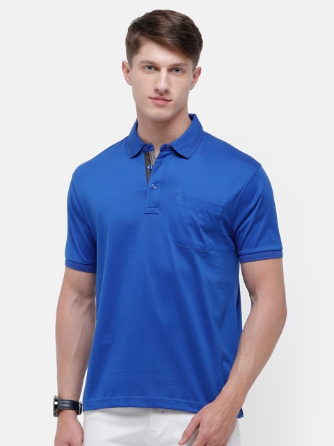 

Swiss Club Men Blue Polo Collar Applique T-shirt