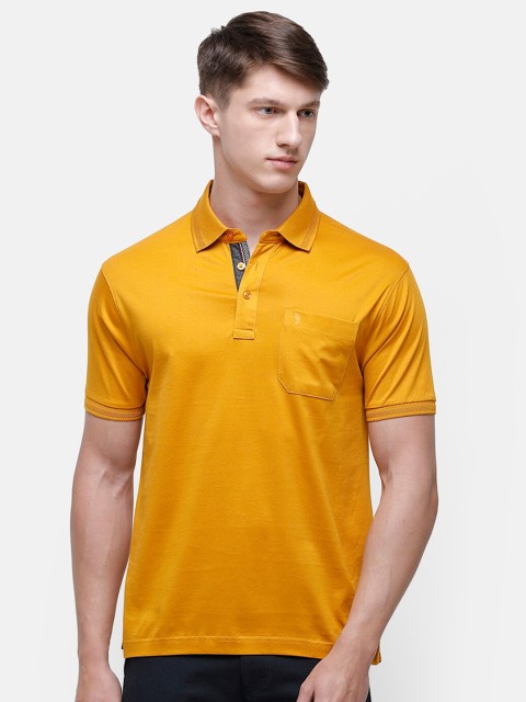 

Swiss Club Men Yellow Polo Collar Pockets T-shirt