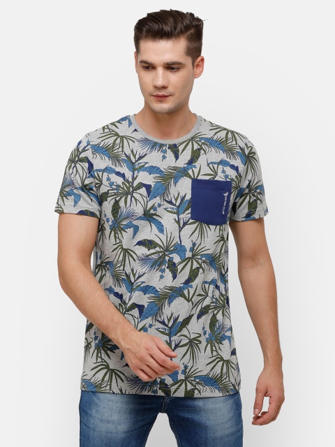 

Swiss Club Men Multicoloured Tropical Printed Slim Fit T-shirt, Multi