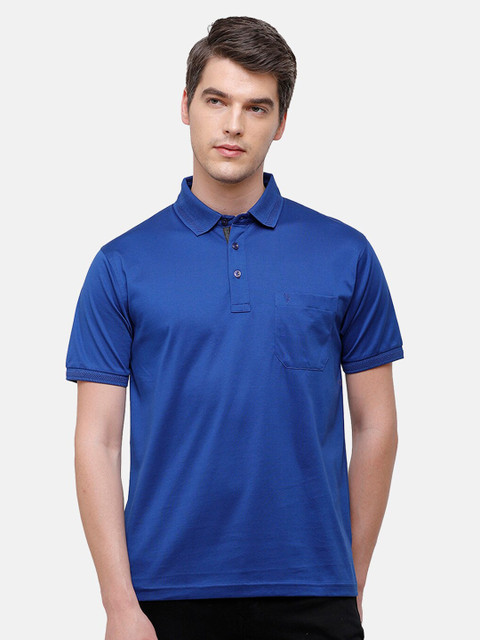 

Swiss Club Men Blue Polo Collar Pockets T-shirt