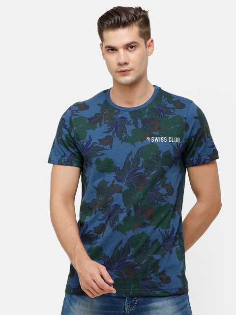 

Swiss Club Men Multicoloured Floral Printed Tropical Slim Fit T-shirt, Multi
