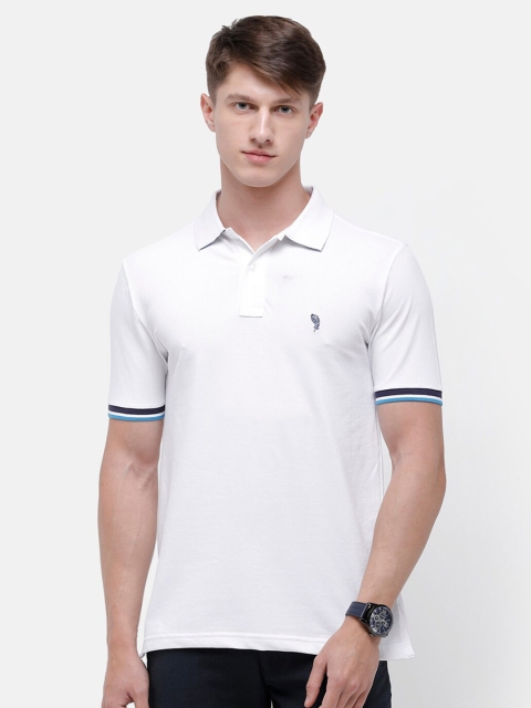 

Swiss Club Men White Polo Collar Slim Fit T-shirt