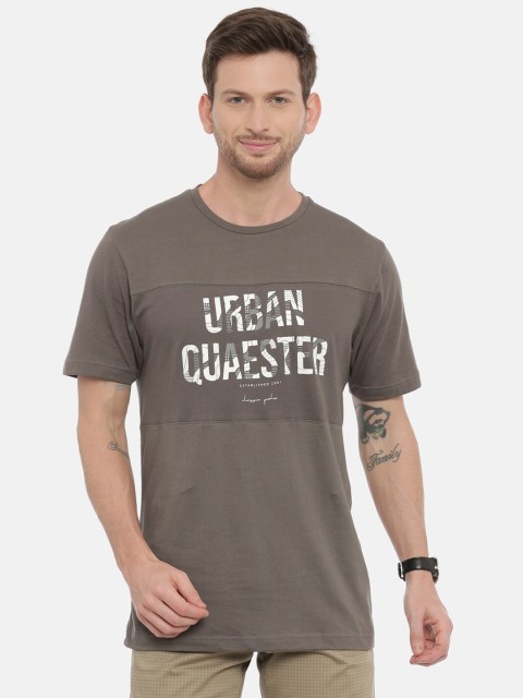 

Swiss Club Men Grey Typography Printed Pockets Slim Fit T-Shirt