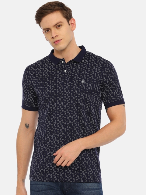 

Swiss Club Men Navy Blue & White Printed Polo Collar T-shirt