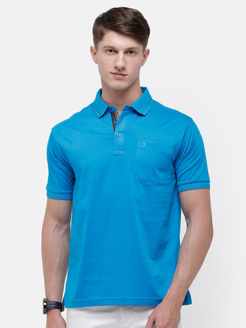 

Swiss Club Men Blue Polo Collar Pockets T-shirt