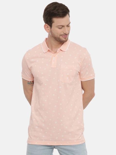

Swiss Club Men Pink & White Printed Polo Collar Slim Fit T-shirt