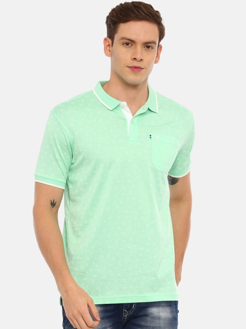 

Swiss Club Men Green & White Printed Polo Collar T-shirt