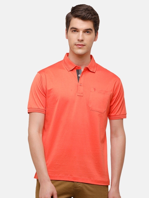 

Swiss Club Men Orange Solid Polo Collar T-Shirt