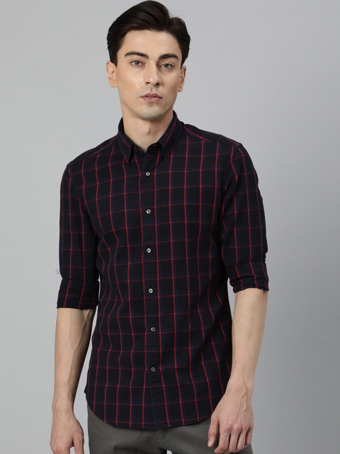 

RARE RABBIT Men Black & Pink Slim Fit Opaque Checked Cotton Casual Shirt