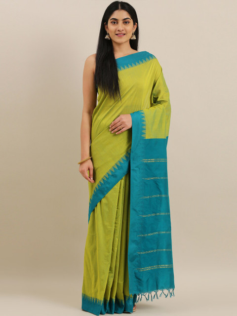 

The Chennai Silks Green & Blue Zari Kalyani Cotton Saree