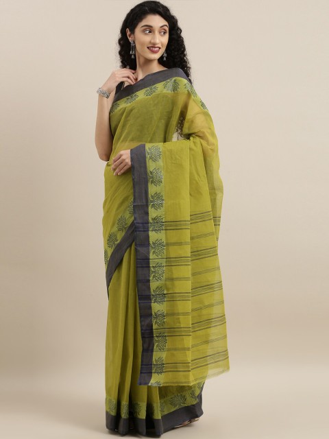 

The Chennai Silks Green & Navy Blue Pure Bengal Cotton Taant Saree
