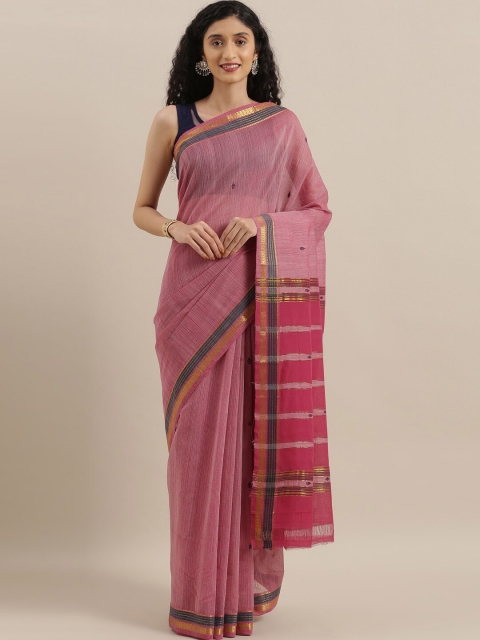

The Chennai Silks Purple & Blue Woven Design Pure Cotton Fusion Saree