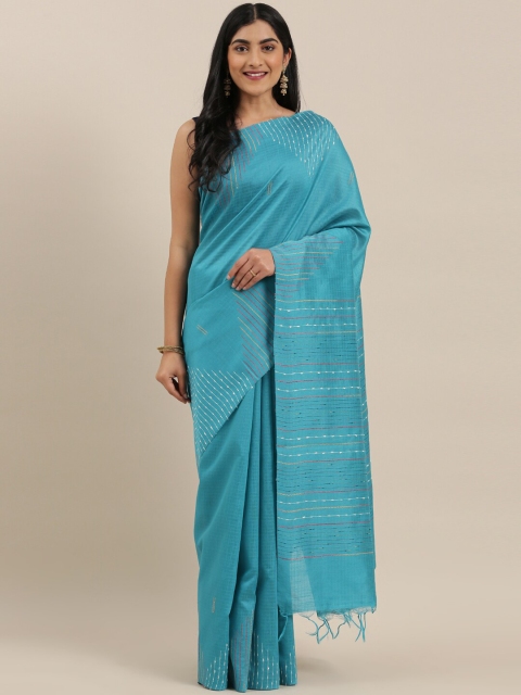 

The Chennai Silks Blue & White Embroidered Saree