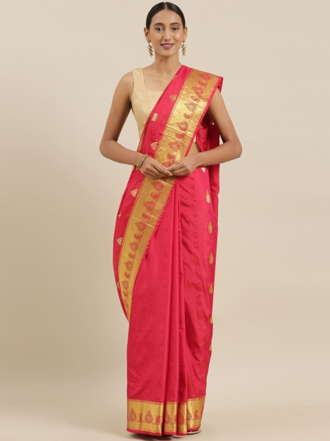 

The Chennai Silks Red & Gold-Coloured Ethnic Motifs Zari Pure Kadiyal Silk Saree